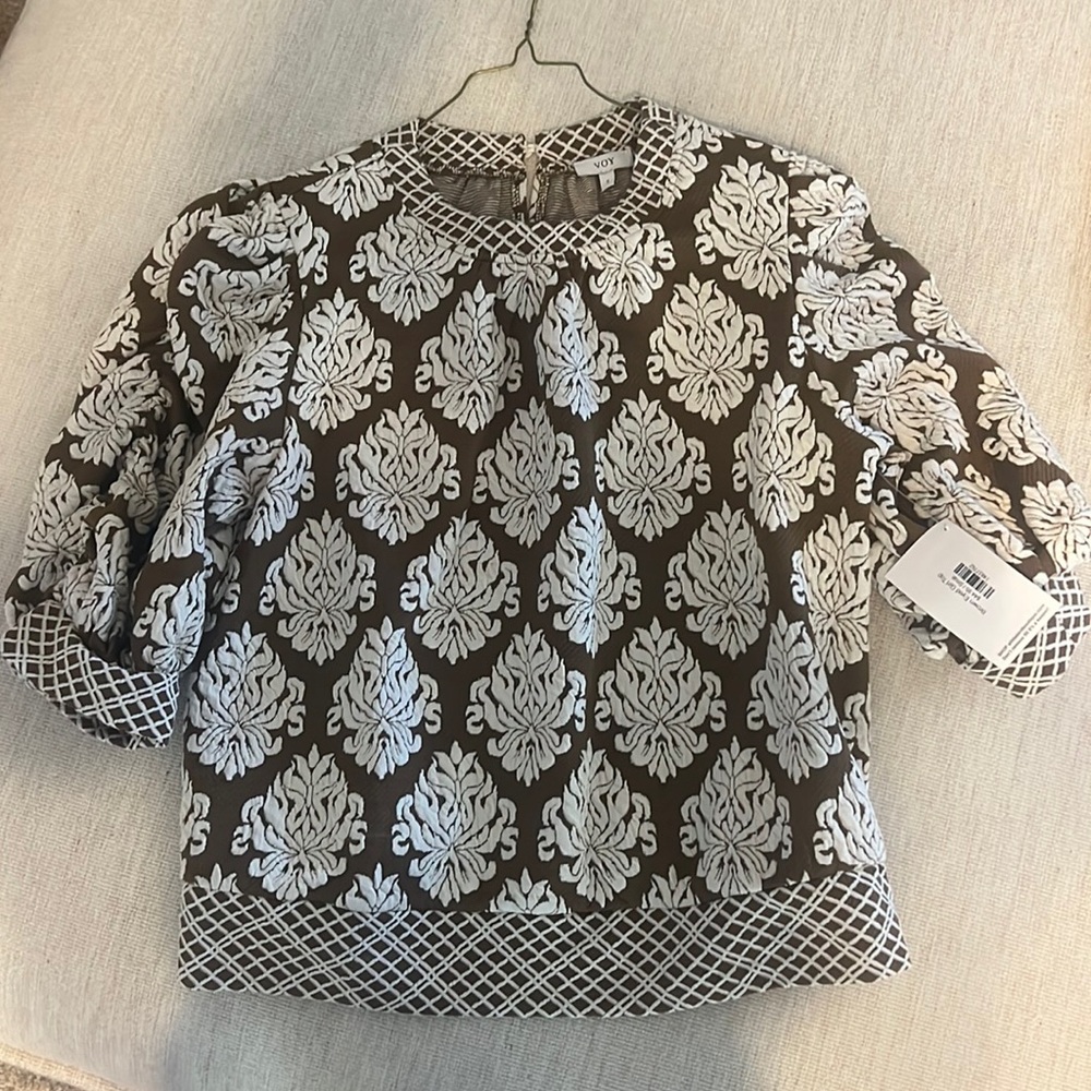 Womens brown and white VOY top